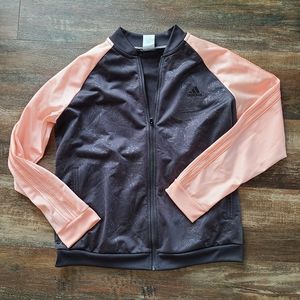 Adidas Black Pink Floral Zip Up Jacket X-Large